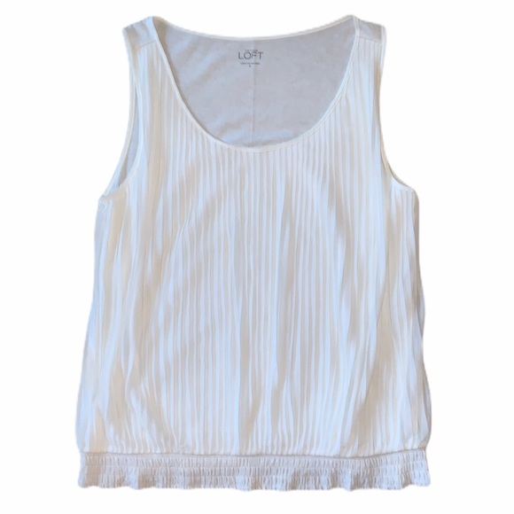 Ann Taylor LOFT Pleated Tank Top, White, Size M - Picture 1 of 4